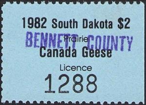 Stamp, Prairie Canada Geese License, South Dakota (SD),  , Geese, Hunting