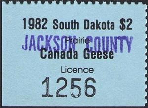 Stamp, Prairie Canada Geese License, South Dakota (SD),  , Geese, Hunting