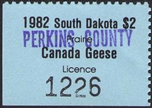 Stamp, Prairie Canada Geese License, South Dakota (SD),  , Geese, Hunting