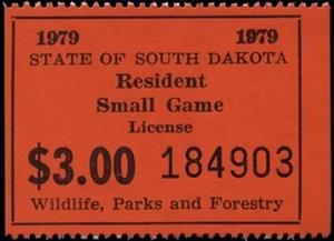 Stamp, Resident Small Game License, South Dakota (SD),  , Hunting
