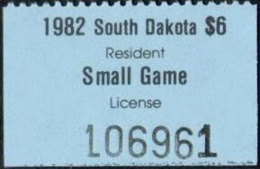 Stamp, Resident Small Game License, South Dakota (SD),  , Hunting