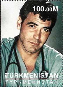 Stamp, George Clooney, Turkmenistan,  , Actors, Famous People, Men