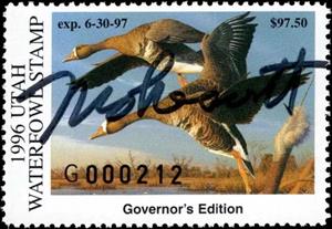 Stamp, Greater white-fronted goose (Anser albifrons), Utah (UT),  , Animals (Fauna), Birds, Geese, Hunting