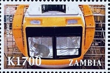 Stamp, Railway carriage under construction, Zambia,  , Locomotives, Railways
