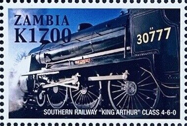 Stamp, Southern railways,'King Arthur class', Zambia,  , Locomotives, Railways, Steam Traction