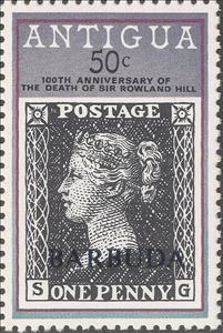 Stamp, Great Britain Penny Black - Overprinted, Barbuda,  , Anniversaries and Jubilees, Postal History, Stamps