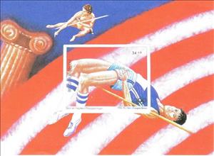 Souvenir Sheet, 100 Anniversary Modern Olympic Games - French Text, Belgium,  , High Jump, Olympic Games, Sports