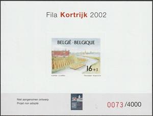 Souvenir Sheet, FILA Kortrijk 2002, Belgium,  , Philatelic Exhibitions, Rivers, Textile Industry
