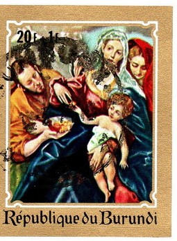 Stamp, Holy Family, El Greco, Burundi,  , Christmas, Paintings