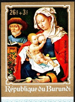 Stamp, Holy Family, Joos van Cleve, Burundi,  , Christmas, Paintings