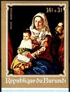 Stamp, Virgin and Child, Velázquez, Burundi,  , Christmas, Paintings