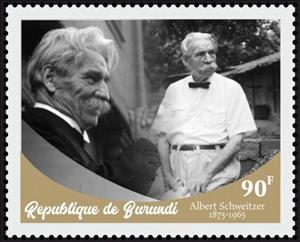 Stamp, Albert Schweitzer, Burundi,  , Famous People, Humanists, Literary People (Poets and Writers), Musicians, Philosophers, Physicians, Theologians