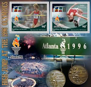 Mini Sheet, Olympic Games in Atlanata 1996 High Jump Stefka Kostadinova, Burundi,  , Famous People, High Jump, Olympic Games, Sports