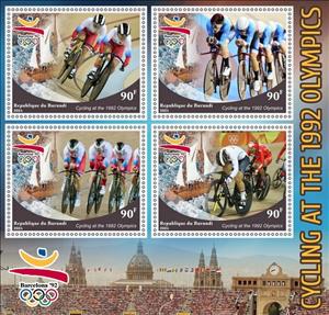 Mini Sheet, Olympic Games in Barcelona in 1992 Cycling, Burundi,  , Cycling, Olympic Games, Sports