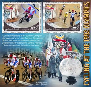 Mini Sheet, Olympic Games in Barcelona in 1992 Cycling, Burundi,  , Cycling, Olympic Games, Sports