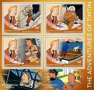 Mini Sheet, The Adventures of Tintin, Burundi,  , Cartoons, Comics