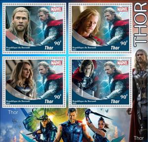 Mini Sheet, Thor, Burundi,  , Comics, Gods and goddesses, Heroes, Movies