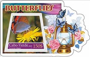 Souvenir Sheet, Fauna Butterflies II, Cabo Verde,  , Animals (Fauna), Butterflies and Moths, Insects