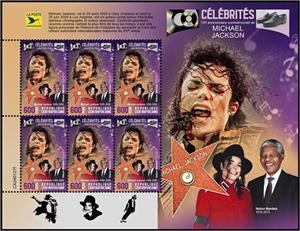Mini Sheet, 15th Anniversary of the Death of Michael Jackson, Central African Republic,  , Anniversaries and Jubilees, Singers