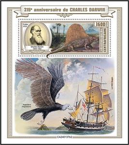 Souvenir Sheet, Charles Darwin (1809–1882), Central African Republic,  , Anniversaries and Jubilees, Explorers