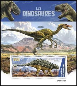 Souvenir Sheet, Talarurus plicatospineus, Central African Republic,  , Prehistoric Animals, Prehistory