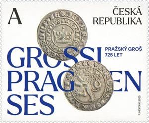 Stamp, Prague Groschen, 725 Years, Czech Republic,  , Coins, Numismatics