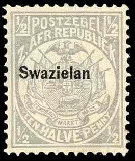 Transvaal ZAR ½p overprinted 'Swaziland'