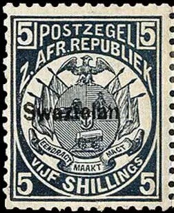 Stamp, Transvaal ZAR 5s overprinted 'Swaziland', Eswatini (Swaziland),  