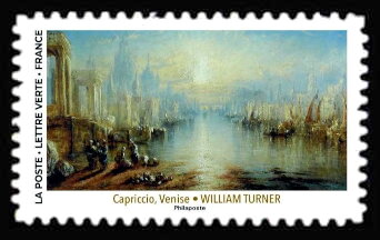 Stamp, Capriccio, Venice, byWilliam Turner, France,  , Art, Sun