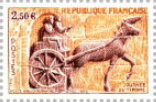 Stamp, Gallo-Roman Post Design of 1963, France,  , Animals (Fauna), Horses, Mammals, Postal History