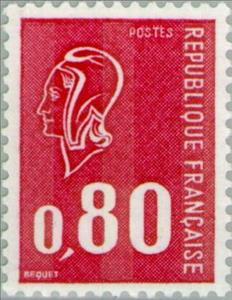 Stamp, Marianne type Bequet (3 strips phosphorus; card stock), France,  , Stylized Figures / Persons, Women