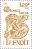 Stamp, Saint Benoit Design of 1980, France,  , Saints
