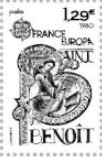 Stamp, Saint Benoit Design of 1980, France,  , Saints