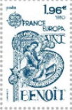 Stamp, Saint Benoit Design of 1980, France,  , Saints