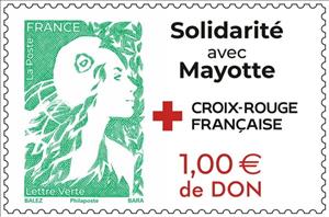 Stamp, Solidarity with Mayotte, France,  , Red Cross and Red Crescent, Women