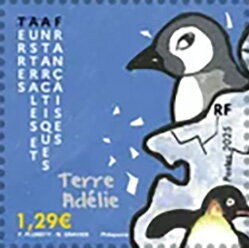 Stamp, Adélie Land, French Southern and Antarctic Lands (TAAF),  , Maps, Penguins