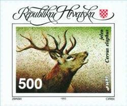 Stamp, Red Deer (Cervus elaphus), Croatia,  , Animals (Fauna), Deer