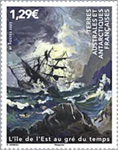 Stamp, East Island Over Time, French Southern and Antarctic Lands (TAAF),  , Landscapes, Sailing Ships