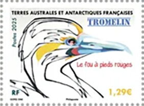 Stamp, Red-Footed Booby (Sula sula), Tromelin, French Southern and Antarctic Lands (TAAF),  , Art, Birds