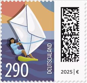 Stamp, Letter as Windsurf Sail, Germany, Federal Republic,  , Aquatic Sports, Letters (Mail), Surfing