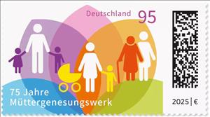 Stamp, Mothers' Recovery Center Charity, 75 Years, Germany, Federal Republic,  , Anniversaries and Jubilees, Charity