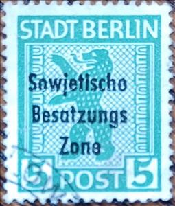 Stamp, Overprint: Sowjetische Besatzungs Zone, Germany, Soviet Occupation (General Issues),  , Bears, Coats of Arms, Heraldic Animals, Stylized Animals