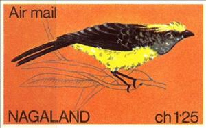 Stamp, Sultan tit (Melanochlora sultanea), India, Nagaland,  , Animals (Fauna), Birds