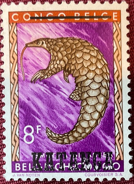 Giant Pangolin (Manis gigantea) overprinted KATANGA