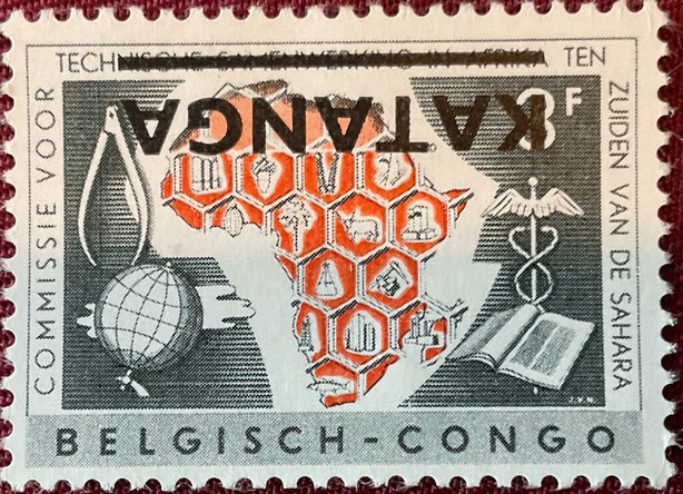 Map of Africa and Symbols - Text Dutch - overprinted KATANGA