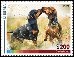 Stamp, Dachshund, Liberia,  , Animals (Fauna), Dogs