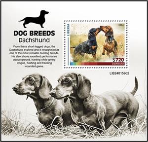 Souvenir Sheet, Dachshund, Liberia,  , Animals (Fauna), Dogs