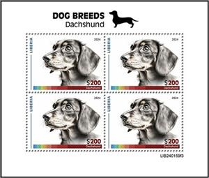Se-tenant, Dachshund, Liberia,  , Animals (Fauna), Dogs