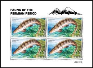 Se-tenant, Xenacanthus decheni, Liberia,  , Animals (Fauna), Fishes, Prehistoric Animals, Prehistory
