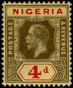 Stamp, King George V - Die I, Nigeria,  